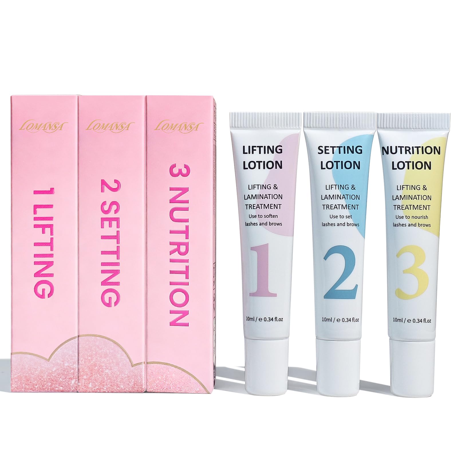 Lomansa Wimpernlifting Lotion, Wimpernlifting Set, Lash Lifting Set, Augenbrauen Lifting mit pflegendem Serum, praktische Tube, 15 Anwendungen, bis zu 6 Wochen Schwung