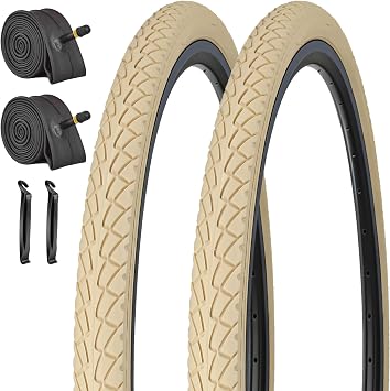 26"x1.5" Bike Tires and Tubes Black or Cream 2 Pack 26" Road Bike Tires 26x1.50/40-559 with 26x1.5/1.75 Bicycle Inner Tubes for Road Commuter Trail Bicycle