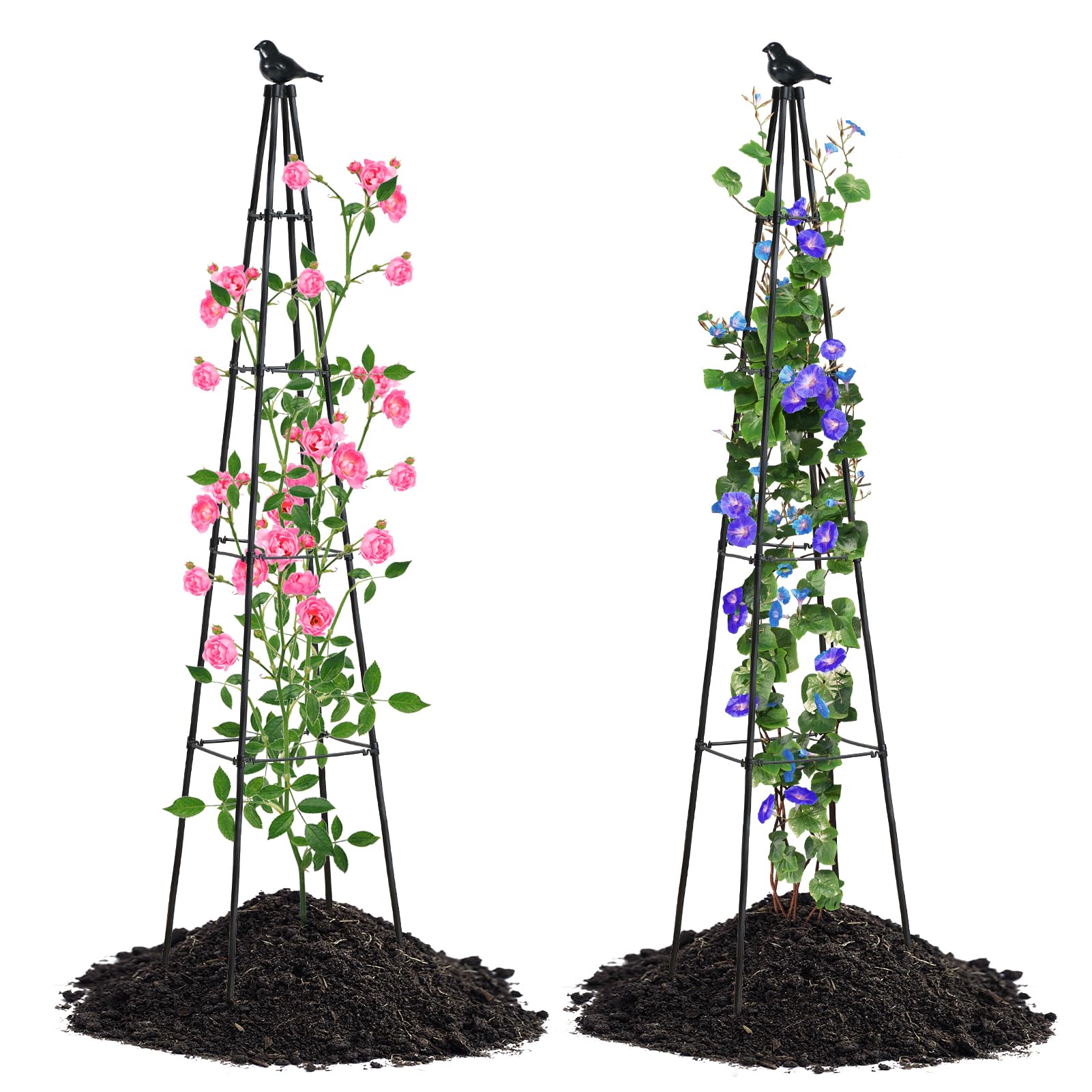 yotoworth Gartenspalier Für Kletterpflanzen,Außenbereich Pflanzenständer Rankhilfe Rosen, freistehende Ranksäule für Garten,Schwarz,2PCS