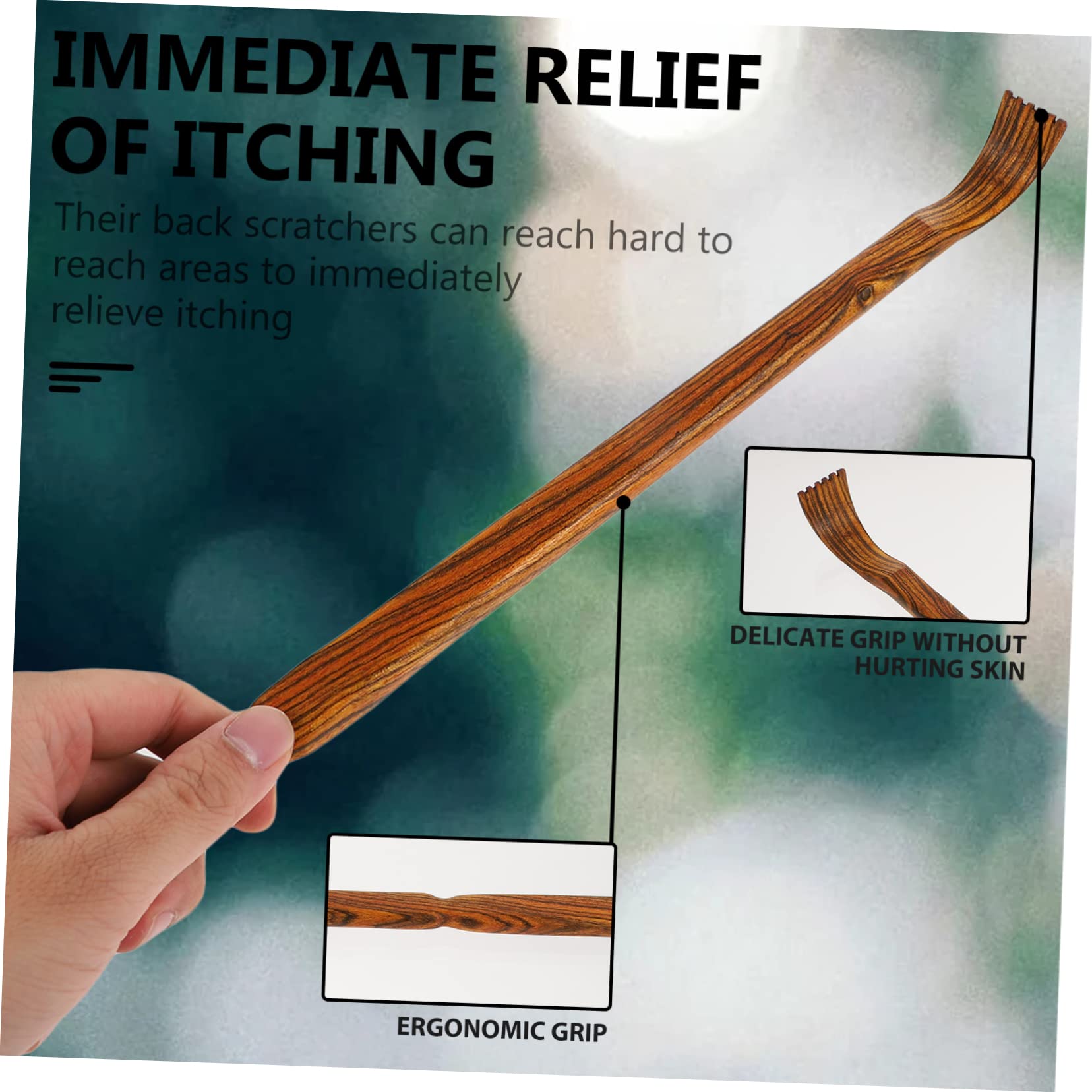 SHERCHPRY 3 Piezas cosquillas rascador de espalda extensible masaje muscular raspador dedos masajeador de palmadas en la espalda conveniente rascador Sándalo Brown