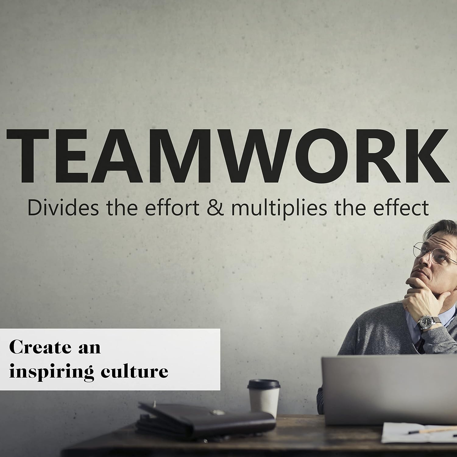Motivational and Inspirational Office Wall Decal Sticker Vinyl Quotes for Business Teamwork Words and Saying Positive Decoration (Teamwork Divides The Effort & multiplies The Effect)