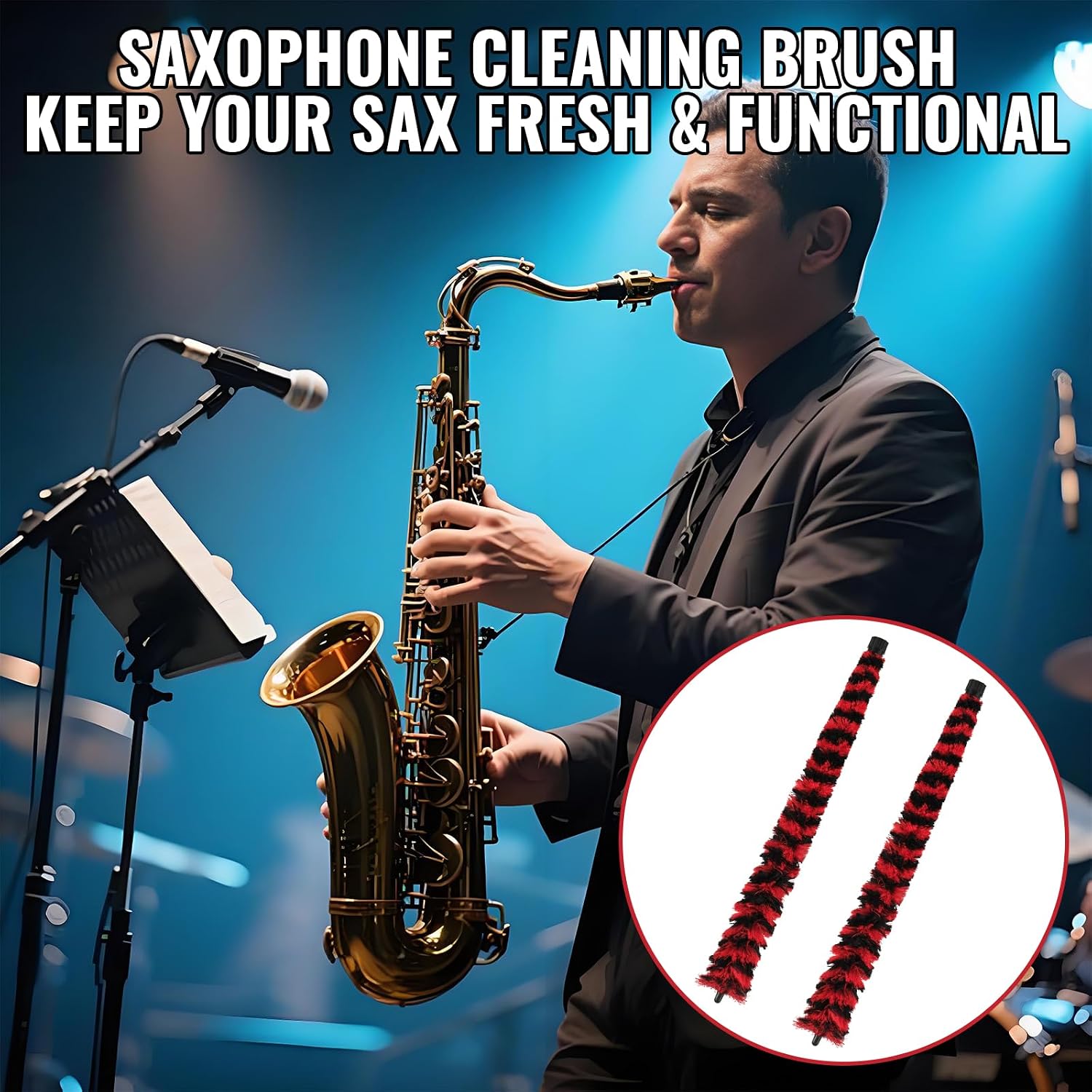 2 Pcs Alto Saxophone Cleaning Kit Sax Pad Saver Brush Absorbent Cleaning Swab Professional Saxophone Care Maintenance Tool Instrument Accessories for Alto Sax, 20.4 inches
