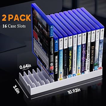 Nargos Video Game Storage Holder for for PS5/ PS4/ PS3/ PS2/ Xbox One/Xbox 360 and Xbox Series X/S/Wii/Switch/Switch 2 Game Cases, DVD and Blu-Ray Organizer for Desk (2, White)