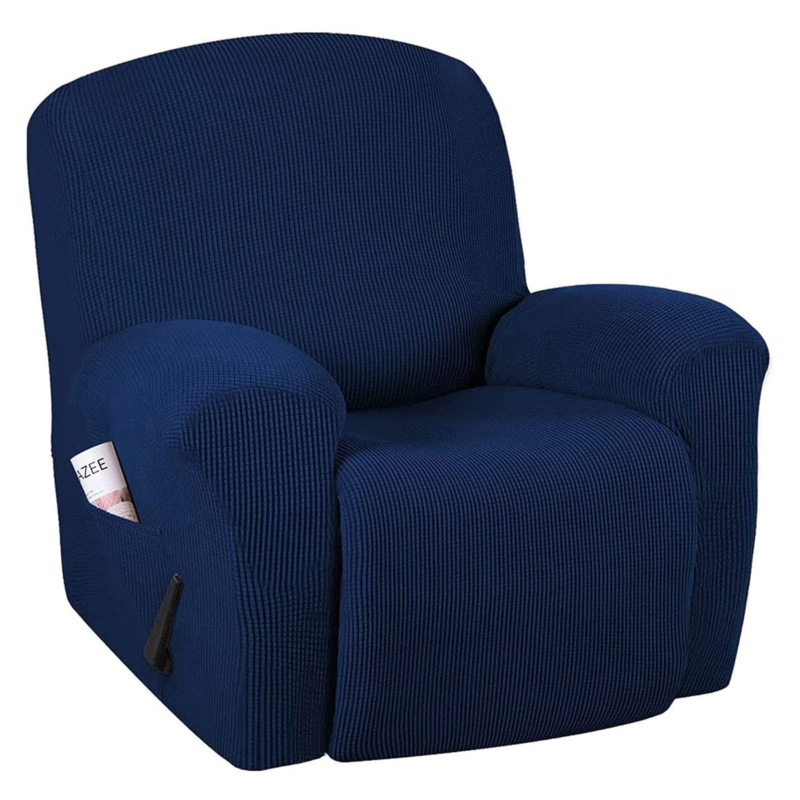 Funda de sillón relax de terciopelo elástico en color azul marino