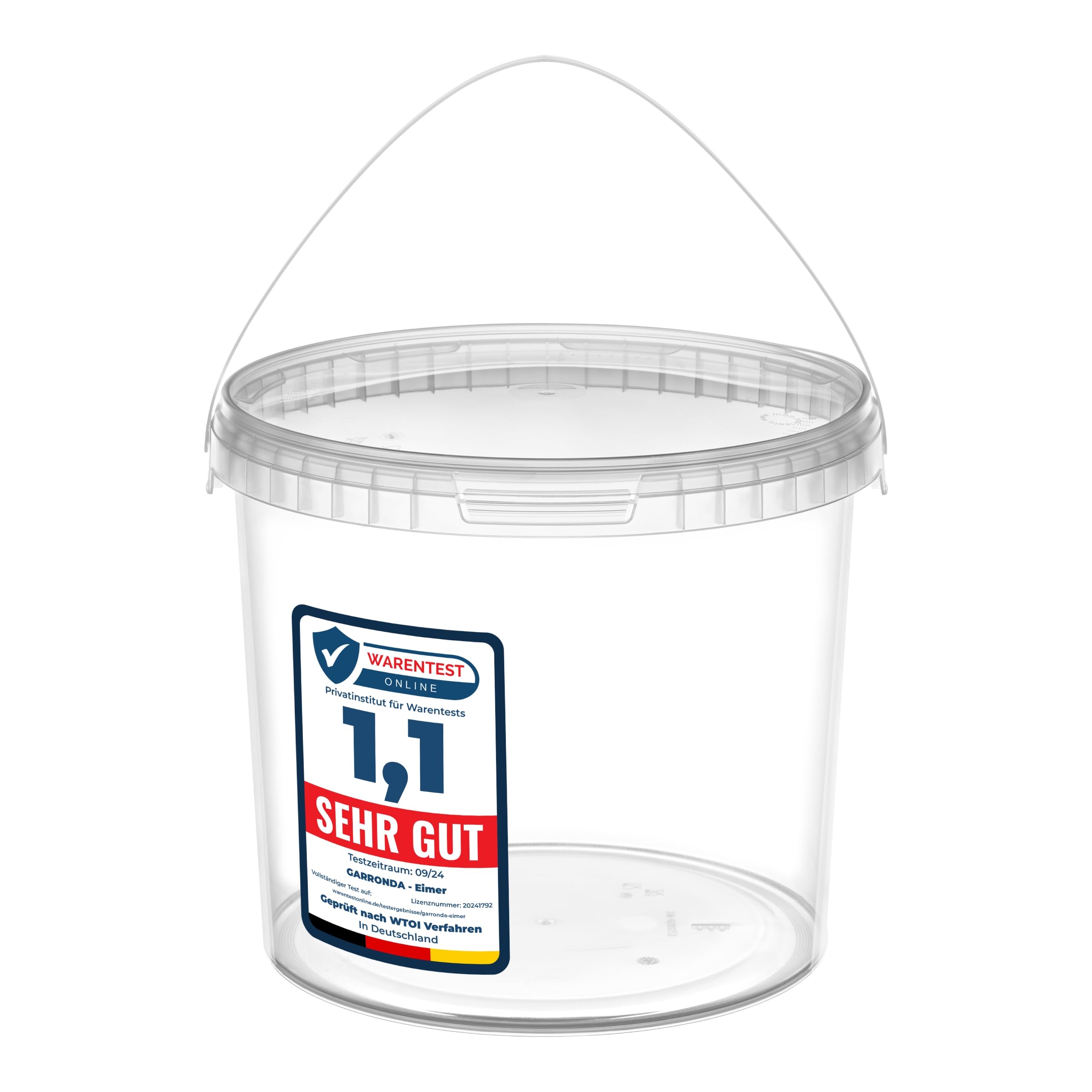 Garronda Eimer mit Deckel 8 L für die Lagerung von Lebensmittel- und Chemischen Produkten 10 Stück Transparent GD-0072