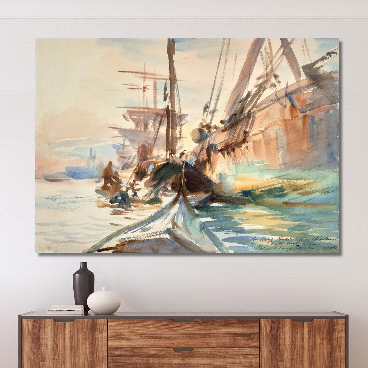 Scarico Barche John Singer Sargent, jss351 Quadro Stampato su Tela, 130x90 cm
