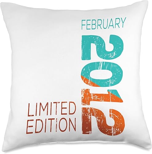 Birth February Retro Vintage 2012 Limited Edition February Year Retro Vintage 2012 Edition Throw Pillow, 18x18, Multicolor Birth February Retro Vintage 2012 Limited Edition February Year Retro Vintage 2012 Edition Throw Pillow, 18x18, Multicolor
