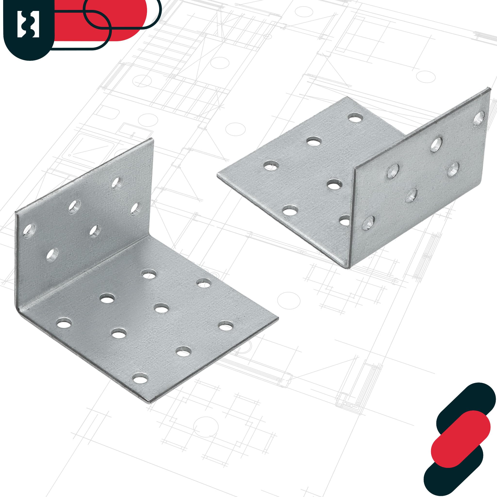 KOTARBAU Lot de 100 raccords d'angle - Équerre pour charges lourdes - 40 x 60 x 60 mm - Acier galvanisé - Équerre en acier - Stable - Durable - Connecteur de poutre - Argenté