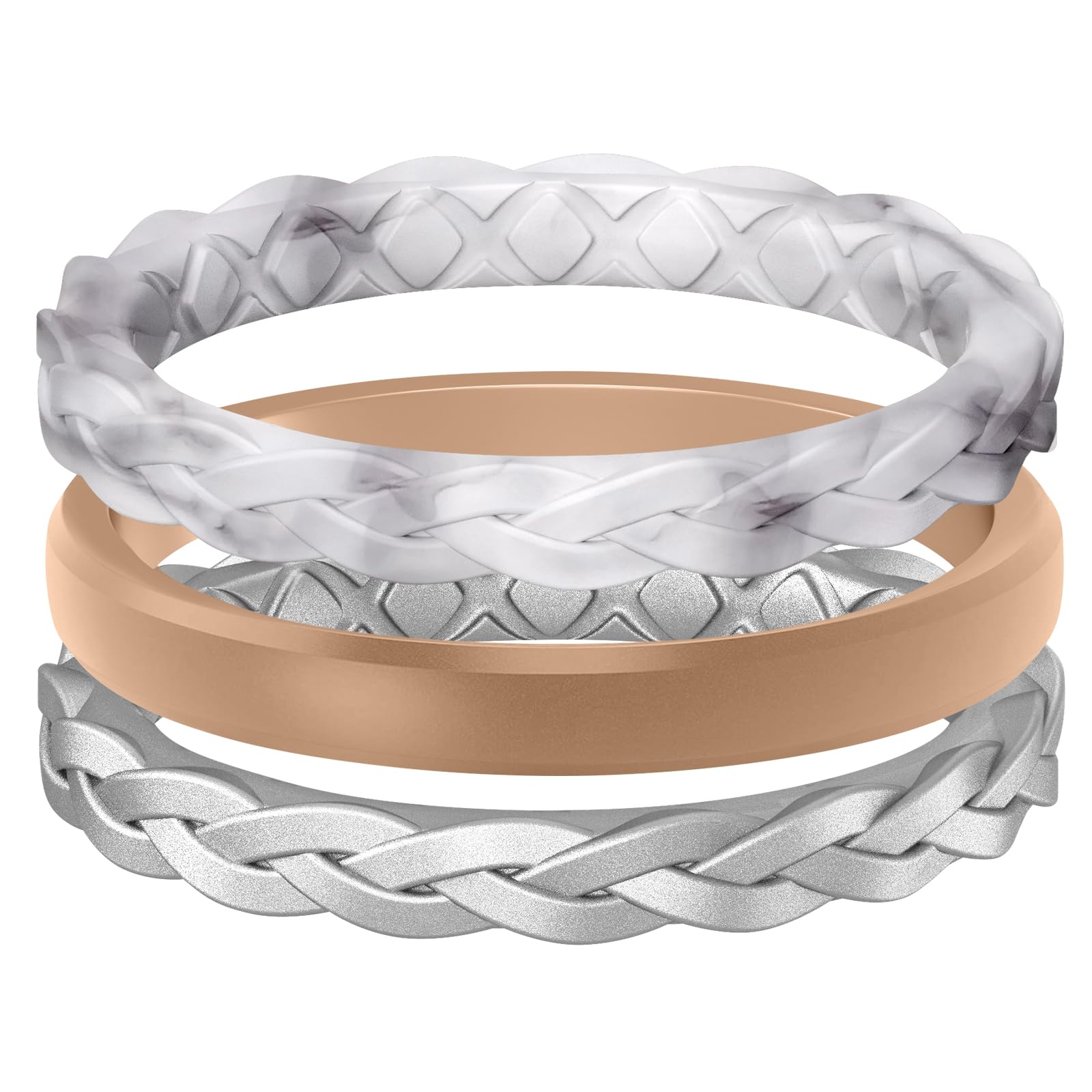 Egnaro Women's Wedding Bands, Silicone Thin and Stackable Rubber Engagement Ring, Variety Multipack With Breathable Grooves Workout Accessories