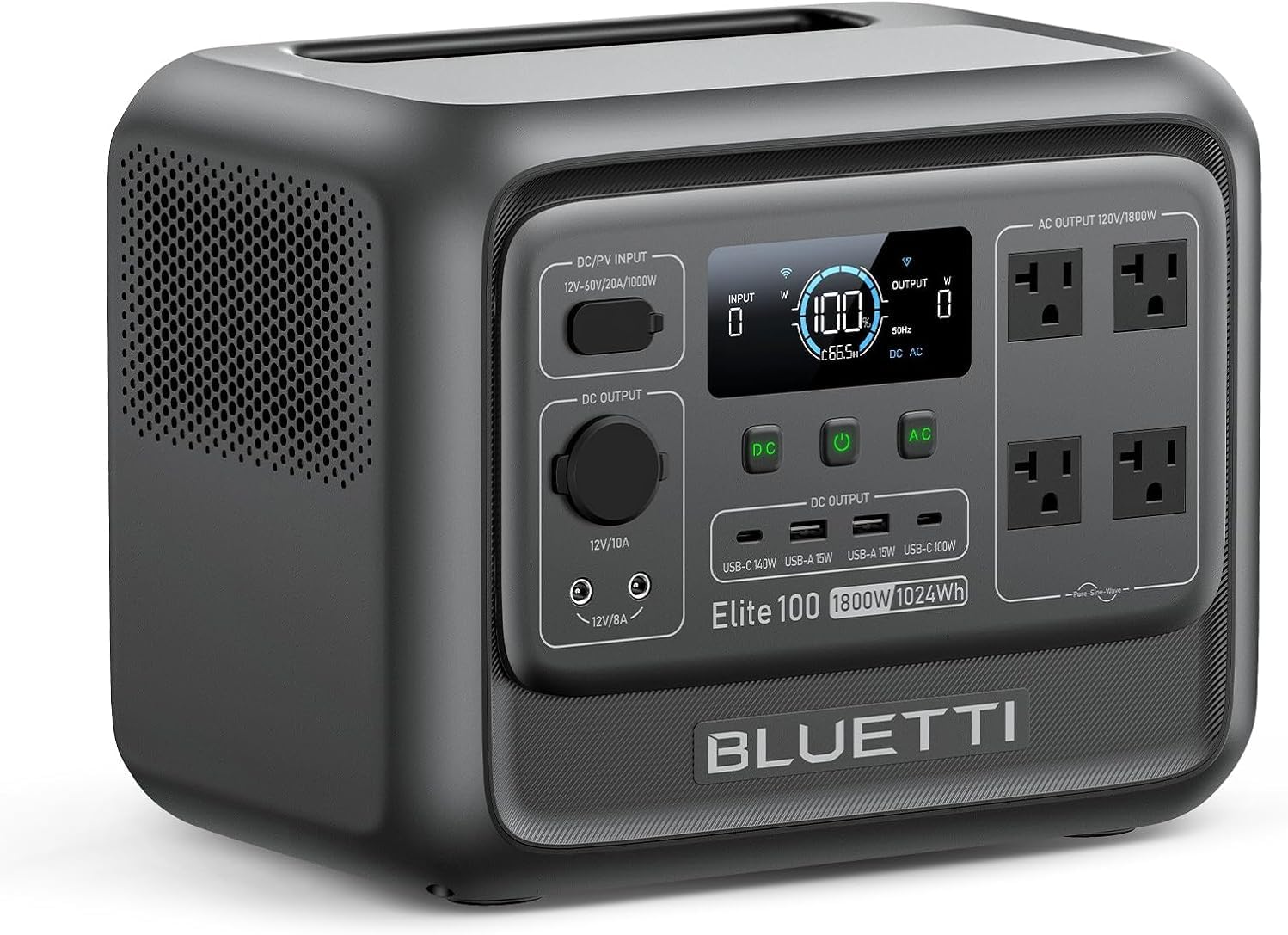 BLUETTI Elite 100 V2 Portable Power Station, 1024Wh LFP Battery Backup w/ 4 1800W AC Ports (Power Lifting 2700W), 70-Min Fast Charging, 10ms UPS Solar Generator for Camping, Power Outages, Emergency