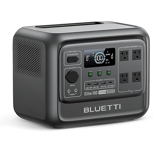 BLUETTI Elite 100 V2 Portable Power Station, 1024Wh LFP Battery Backup w/ 4 1800W AC Ports (Power Lifting 2700W), 70-Min Fast Charging, 10ms UPS Solar Generator for Camping, Power Outages, Emergency