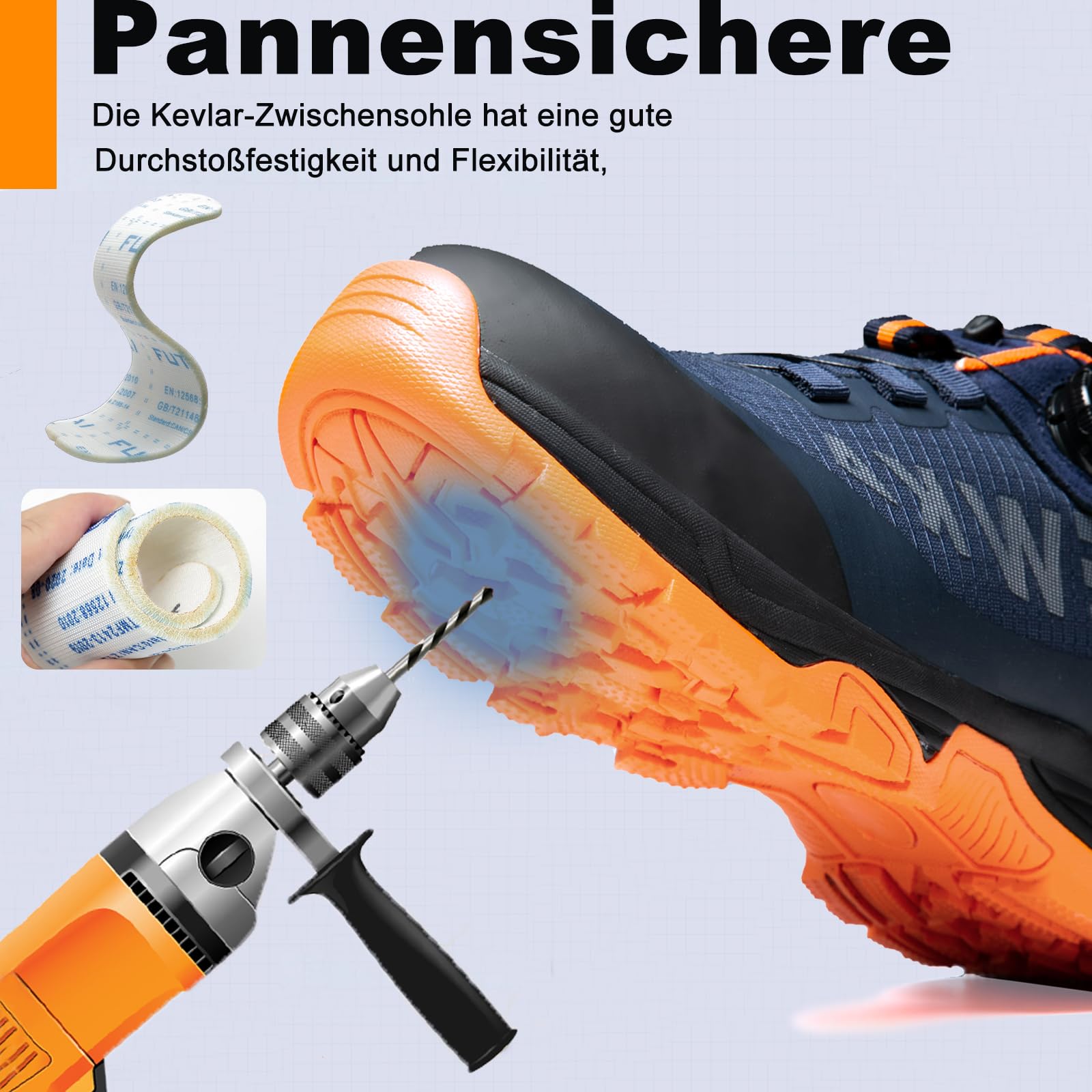 Sicherheitsschuhe Herren Leicht Arbeitsschuhe Damen rutschfeste Wanderschuhe Atmungsaktiv Schutzschuhe Stahlkappenschuhe mit Drehverschluss