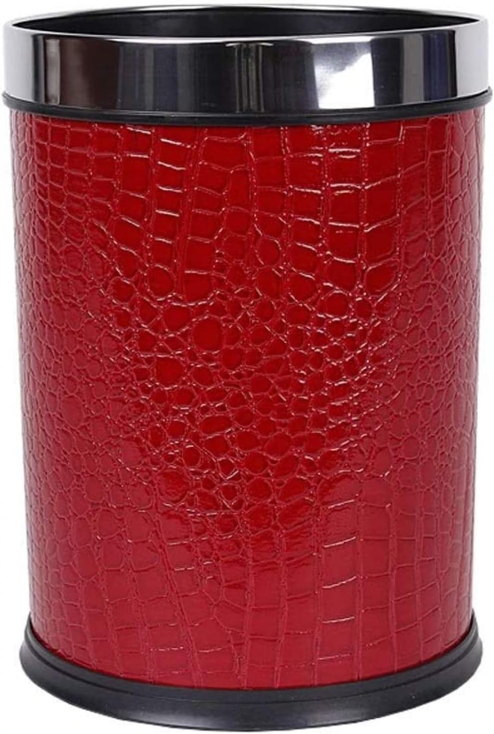 Creative Plastic Trash Can Home Leather Waste Bin Without Lid Garbage Bin Bedroom Kitchen Office Paper Basket (Color : Red)-B