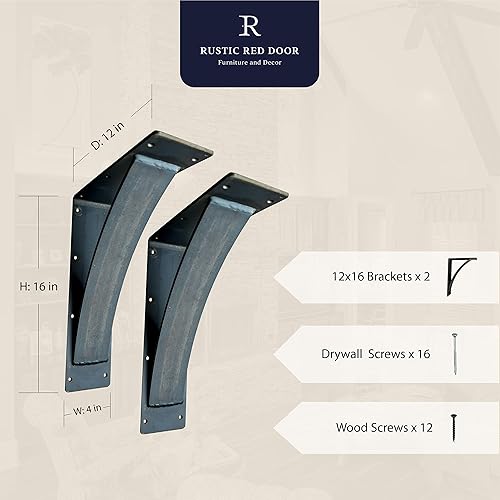 Miniatura 70 de Rustic Red Door Co. Soporte triangular de acero resistente para estante flotante, pequeño decorativo, soporte de estantería de bricolaje