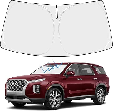 Proadsy 2026 Upgrade Front Windshield Sun Shade Foldable Sunshade Protector Custom Fit 2020-2025 Hyundai Palisade Accessories