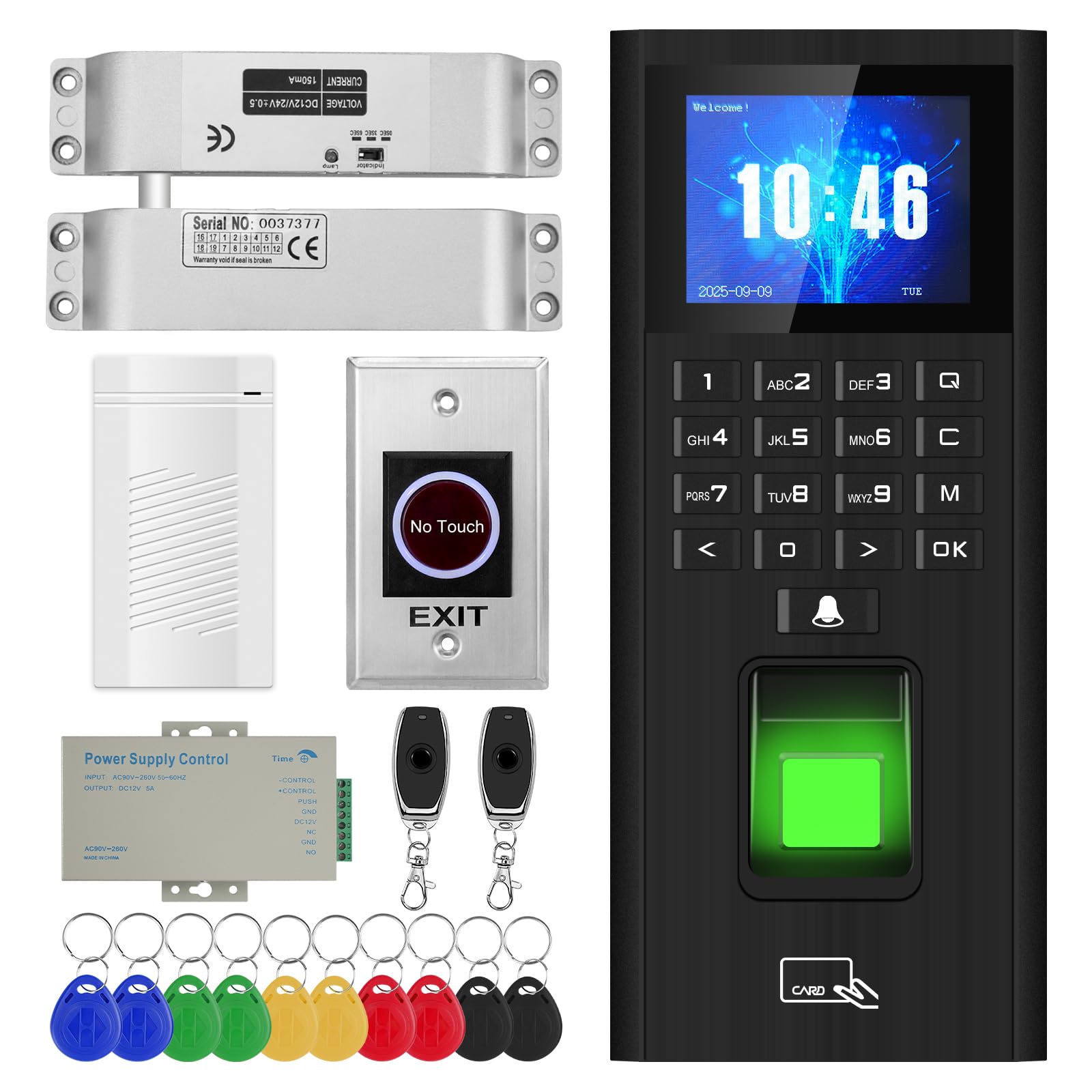 Photo 1 of XYBkey Complete Biometric Fingerprint Security Access Control System Kit, RFID T9 Keypad Door Lock, Time and Attendance System, Smart Remote Door Opener, Miniature Lock, Doorbell, Sensor Switch