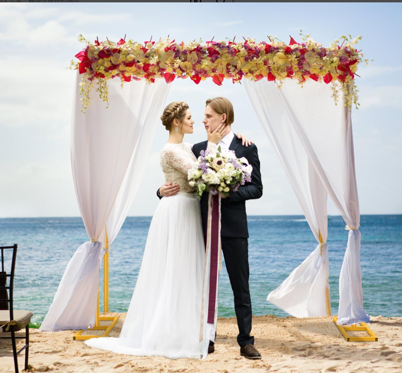 6.6FT Gold Wedding Arches for Ceremony Square Metal Balloon Arch Stand Rectangular Backdrop Stand for Anniversary Birthday Party Bridal Shower Home Indoor Outdoor Decoration
