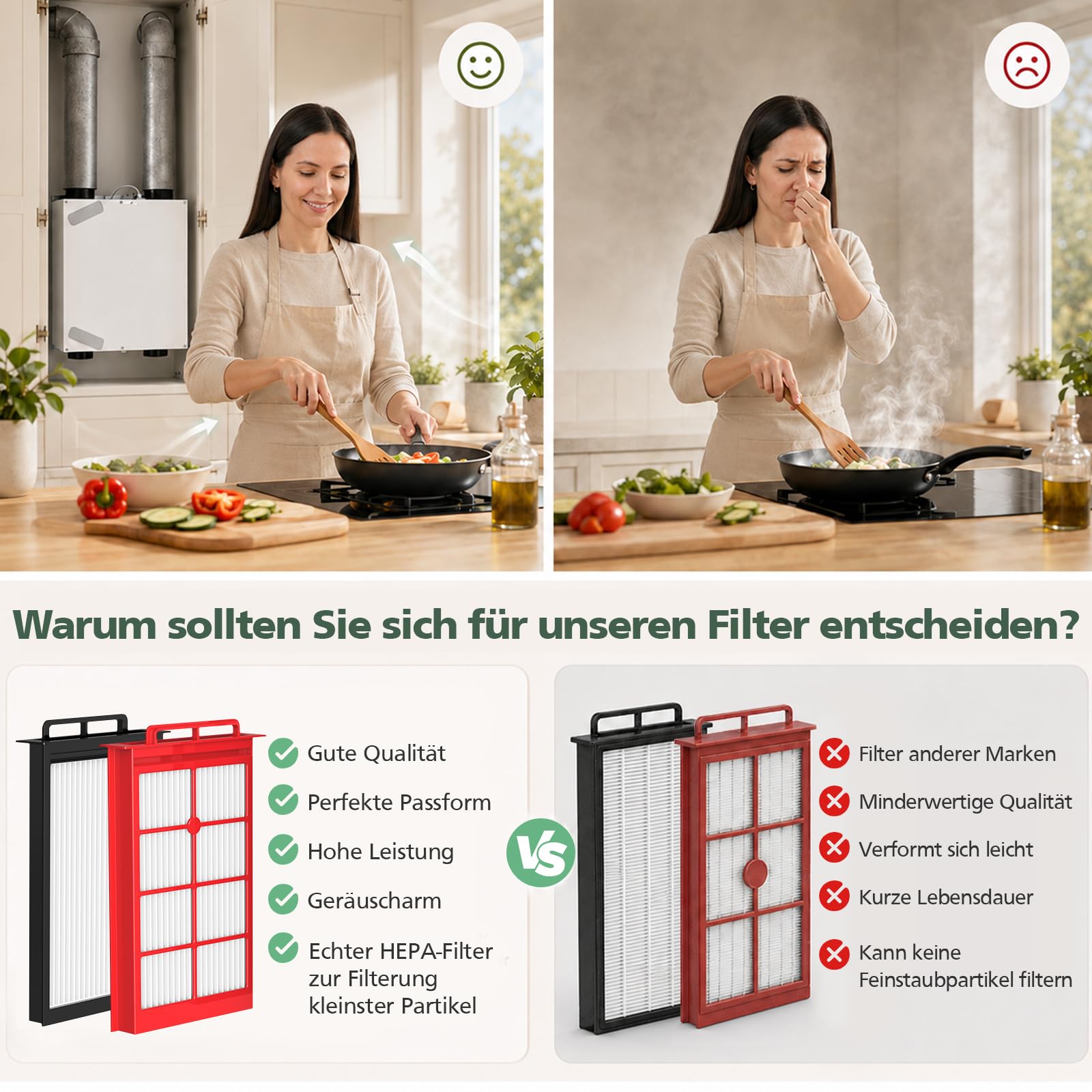 Filtro di ricambio per Zehnder ComfoAir 160 G4 / F7, set di filtri di ricambio per ventilatore ComfoAir 160 (2 confezioni)