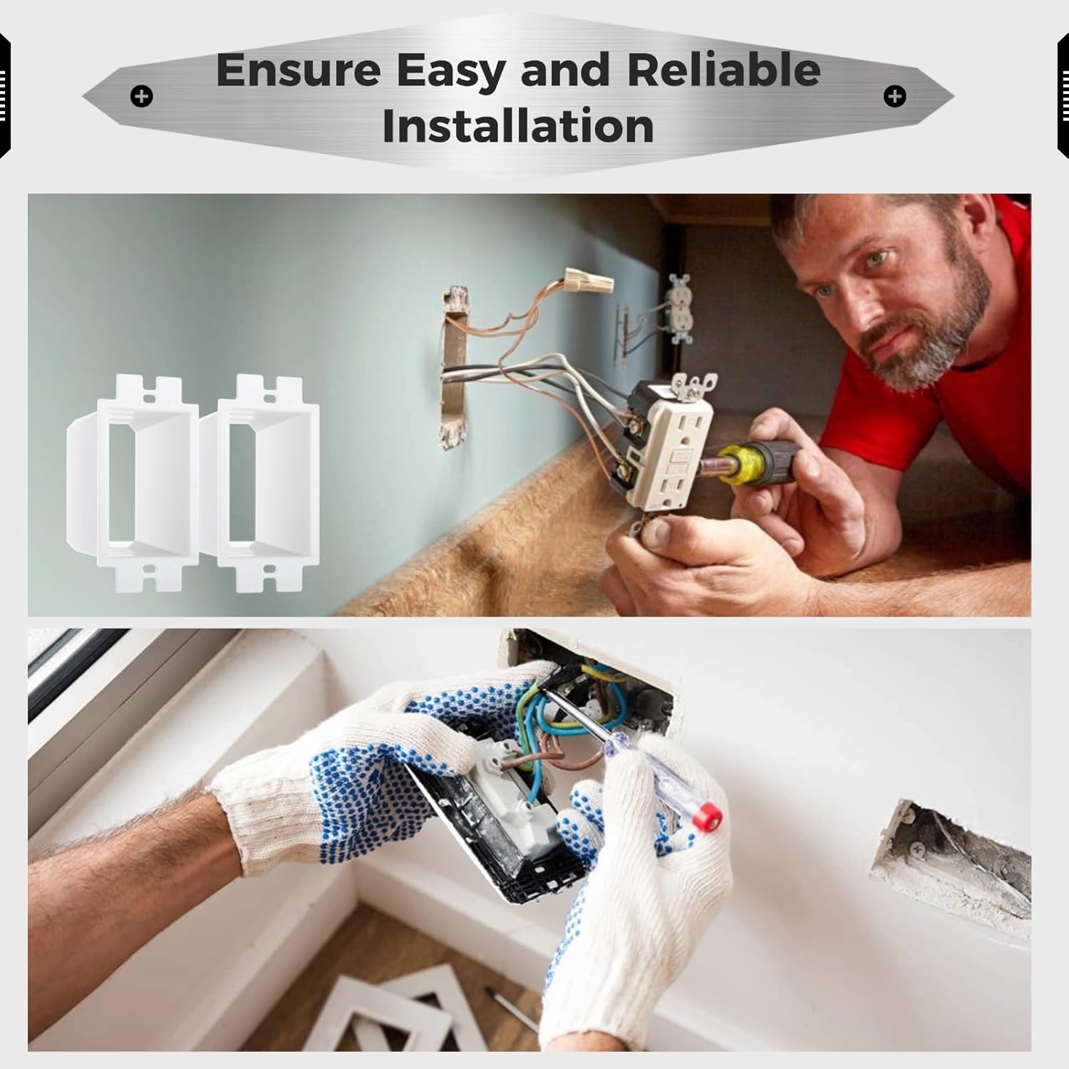yeesport 30 Pcs Electrical Box Extenders, BE1-2 Electrical Outlet Box Extenders with 60 Pcs Screws, 1-Gang Electrical Power Box Extensions, Single Gang Power Switch Receptacles Accessories
