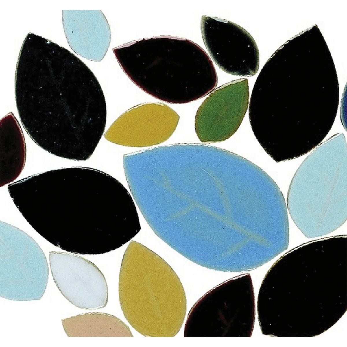 S&S Worldwide Assorted Porcelain Mosaic Tiles for Crafts, Leaf Shape, Colorful Stained Ceramic Pieces, Glazed Craft Tiles, DIY Art Projects, Indoor and Outdoor Use - 1 lb