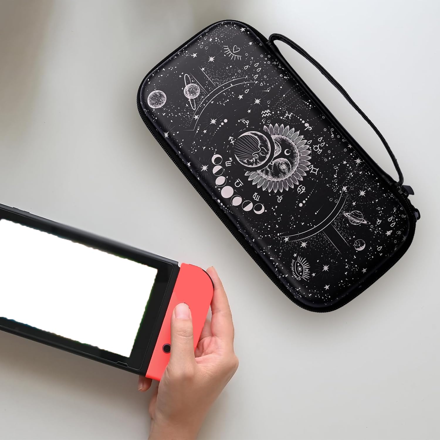 Constellation Moon Sun futerał kompatybilny z Nintendo Switch Lite i Switch Oled, twarda przenośna torba podróżna do przechowywania akcesoriów konsola