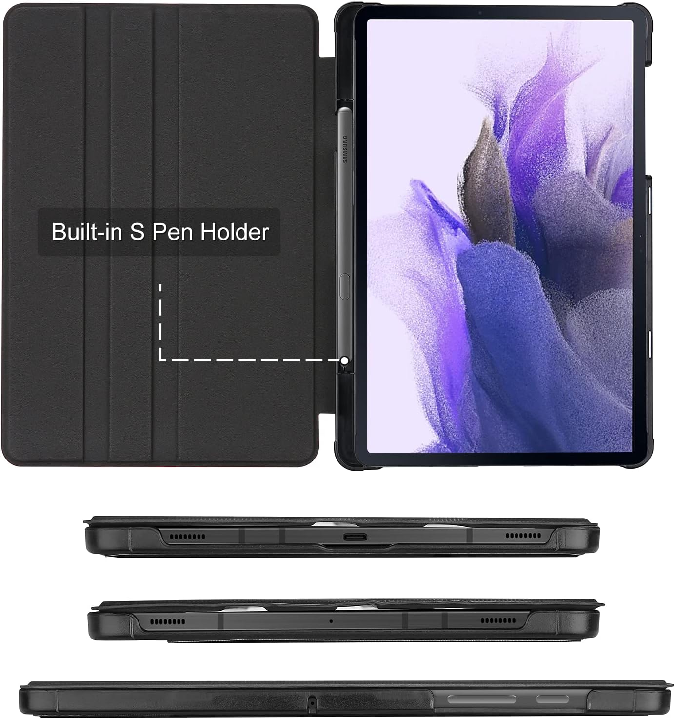 ProCase Slim Case for Galaxy Tab S8+/S7 FE/S7+ 12.4", S Pen Holder -Black image 3