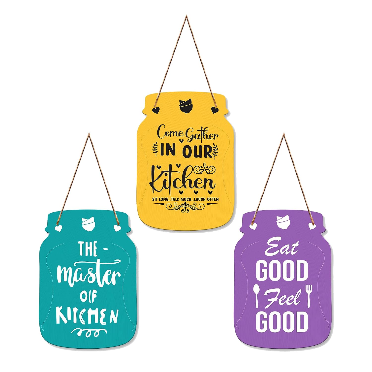 Decor Smart Come Gather in Our Kitchen Wooden Wall Hanging | Decorative Wall Art for Home Decor | Kitchen Decoration Accent for Dining Room | Restaurant Display | Eat Good Feel Good Sign (DWA_8907)