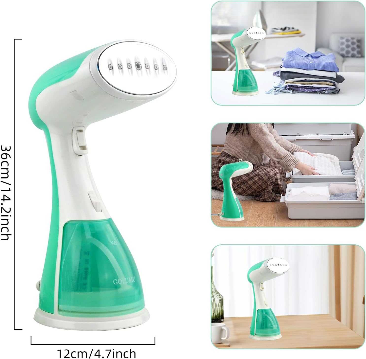 Plancha vaporera de mano para ropa, 1500 W, calentamiento rápido