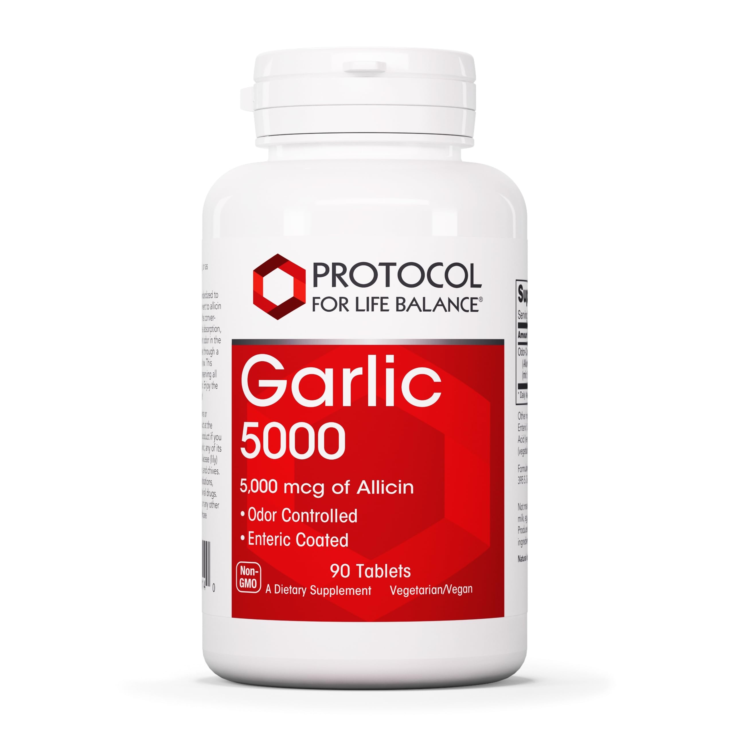 PROTOCOL FOR LIFE BALANCE Garlic 5000-5,000 MCG Allicin - Enteric Coated - Odor Controlled - 90 Tabs