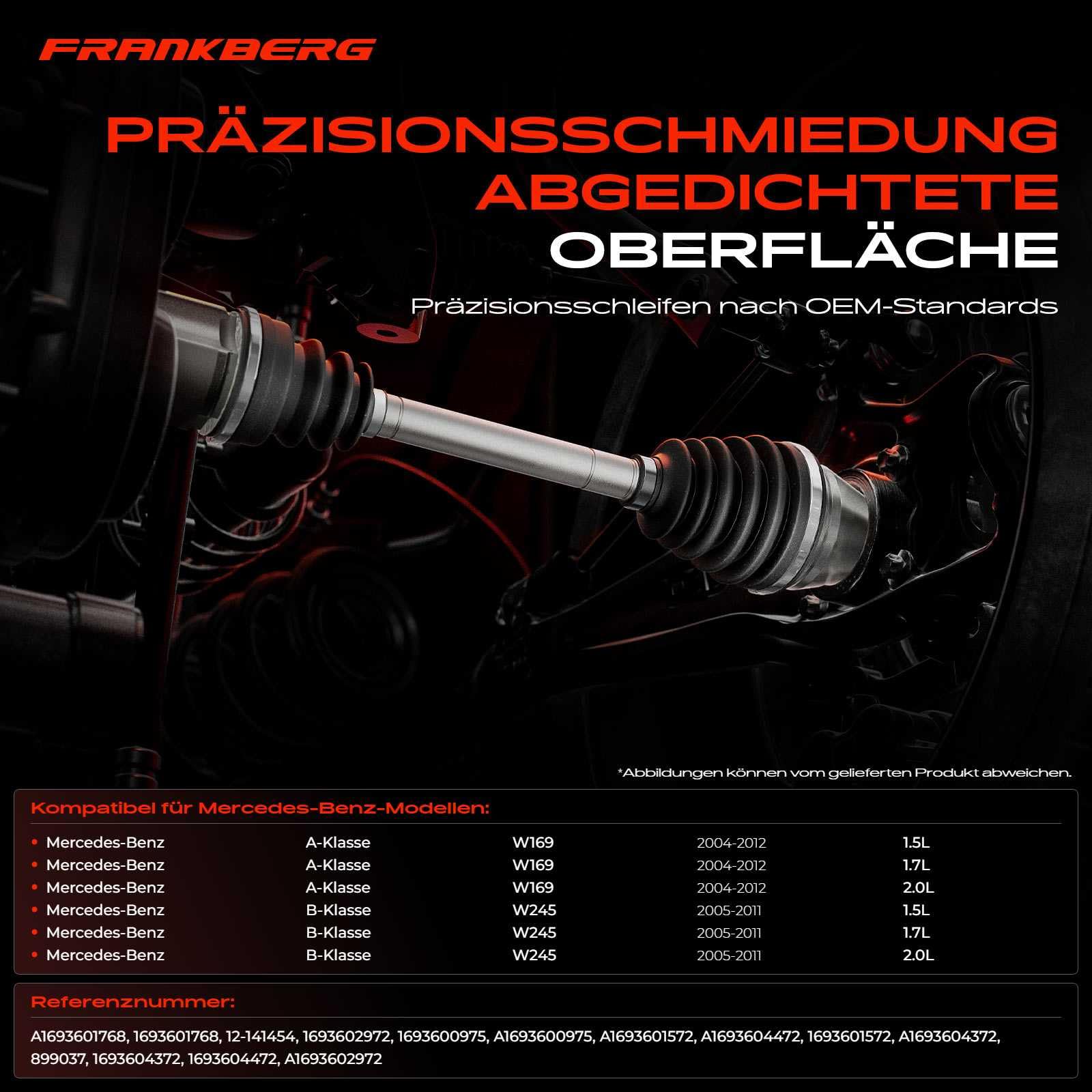 Frankberg Gelenksatz Radseitig Vorderachse Links Rechts Kompatibel mit A-Klasse W169 A150-A200 1.5L-1.7L B-Klasse W245 B150-B200 1.5L-2.0L Replace# 1693604372