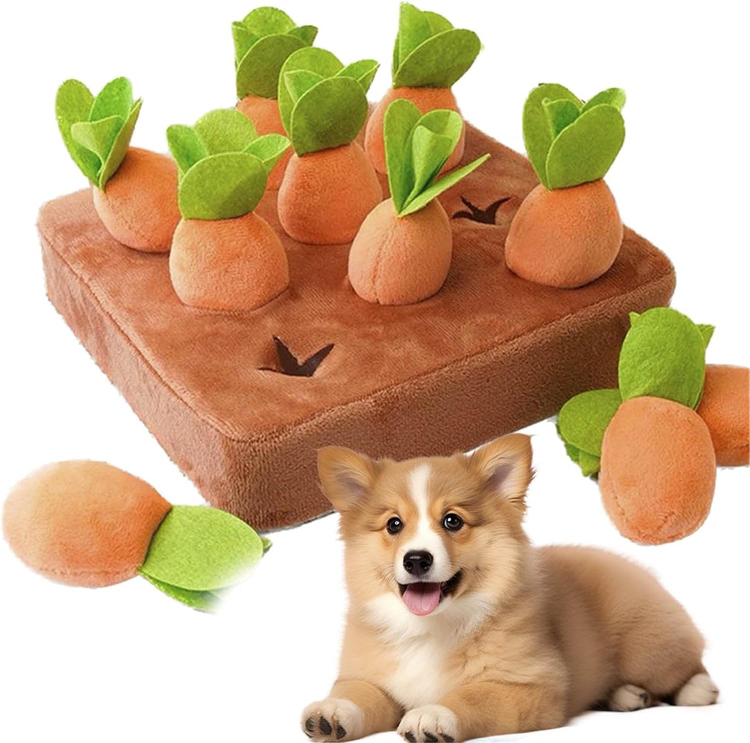 Plush Dog Carrot Pulling Interactive Training for Small Medium Dogs Cats Bite Puppy Chew Pet Supplies(9Pcs Carrot)