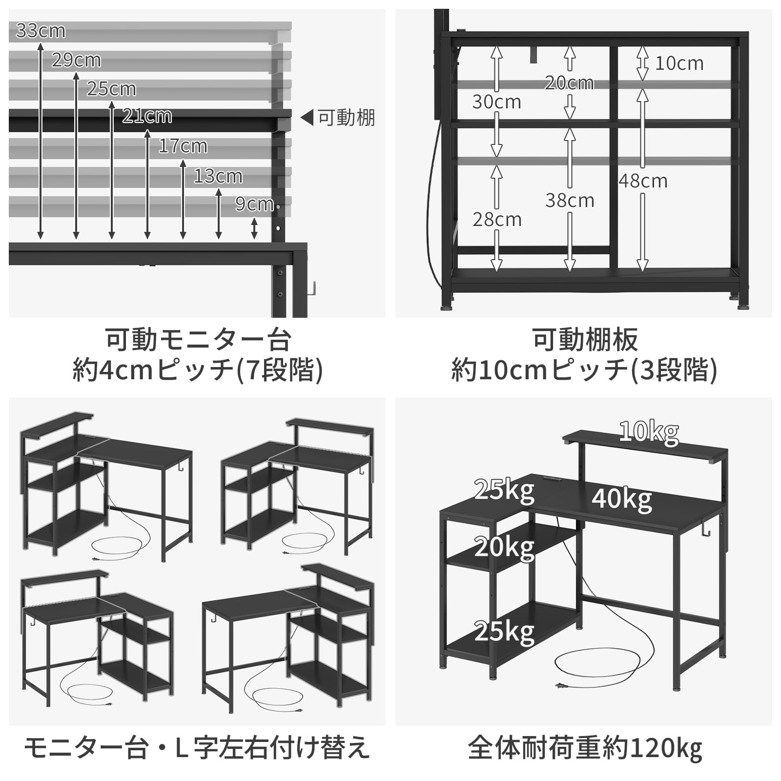 Amazon | MoonMeguri L字デスク 机 幅110×奥行80×高さ72cm 左右交換