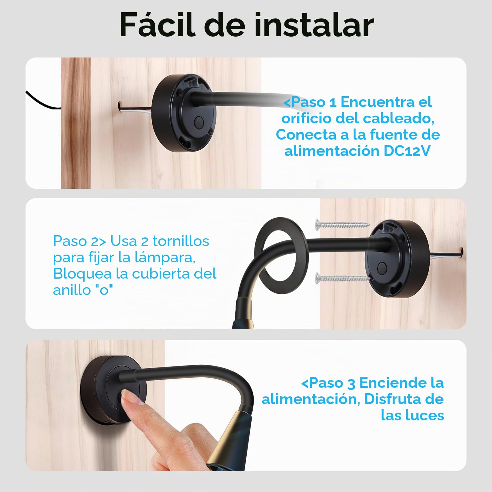 acegoo 2 x Lámpara de Lectura LED 12V Autocaravana Regulable Lámpara de Cama Cuello de Cisne Flexible 3200K DC 24V avec USB para Caravana Barco Camión Furgoneta Remolque Interior Montaje en Superficie