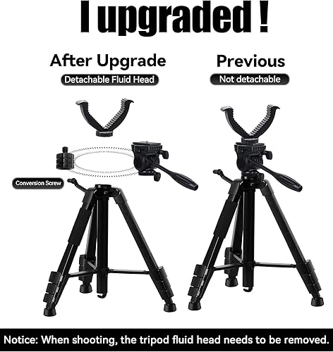 Miniatura 2 de LCNCY Trípode de disparo para caza en V Yoke, rotación de 360 de aluminio de 5 secciones ajustables con adaptador, perfecto para rifle, caza,