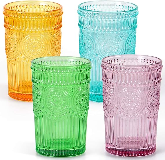 MDLUU Colored Glassware, Multicolor Drinking Glasses