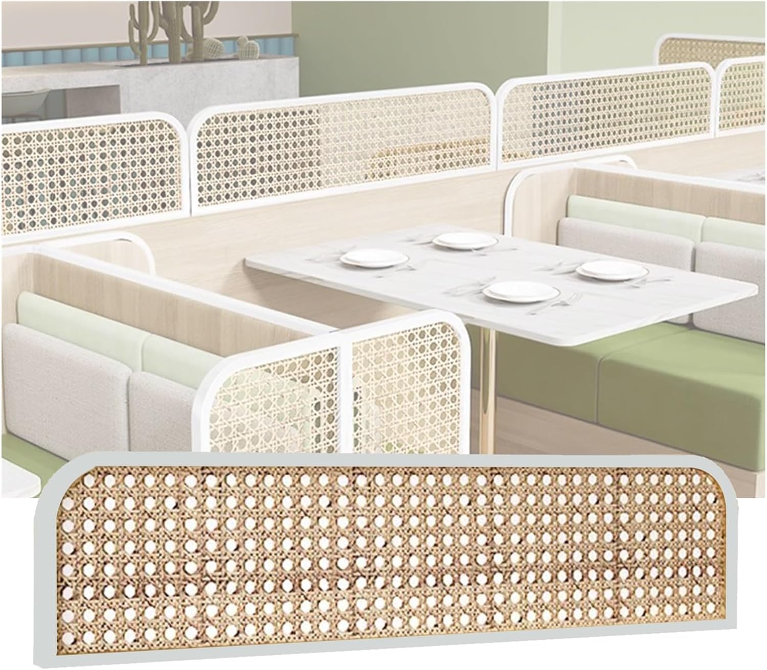 Cloisons de séparation en rotin blanc pour sublimer les tables de restaurant et salles à manger