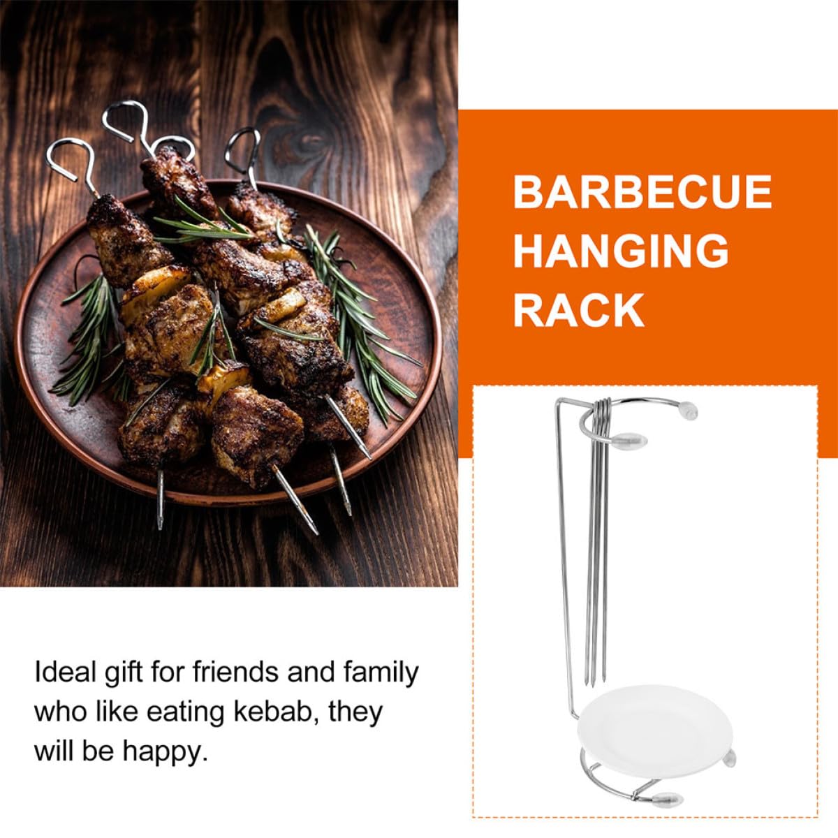 Homoyoyo 2 Set Set 2 Supporti Sospesi per Barbecue in Acciaio Inox Griglie e Aghi per Spiedini, Utensili da Cucina Resistenti per Grigliate All’aperto e Picnic, Smontabili e Facili da