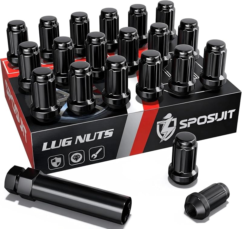 Sposuit 20 Pcs M12x1.25 Black Spline Lug Nuts- Replacement for Subaru | Compatible with 1994-2024 Subaru Outback, 2013-2024 Crosstrek, 1997-2024 Forester, 2019-2024 Ascent, 1992-2024 Impreza