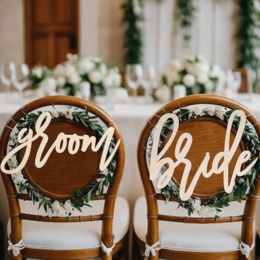 Bride to Be Chair Signs - Bridal Shower Chair Sign for the Engaged Bride, Wedding Engagement Celebrations Decoration Photo Props (Bride and Groom-Chair Signs)