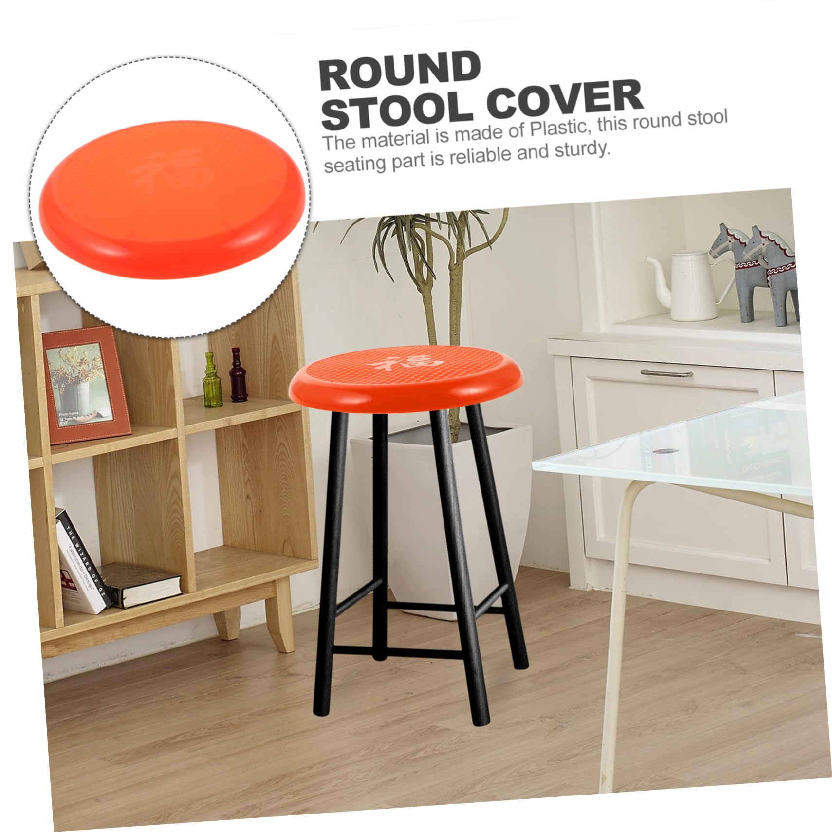Abaodam Round Plastic Stool Cover Round Seat Replacement for Canteens Easy to Clean Maintain Elegant Design Fits Stools