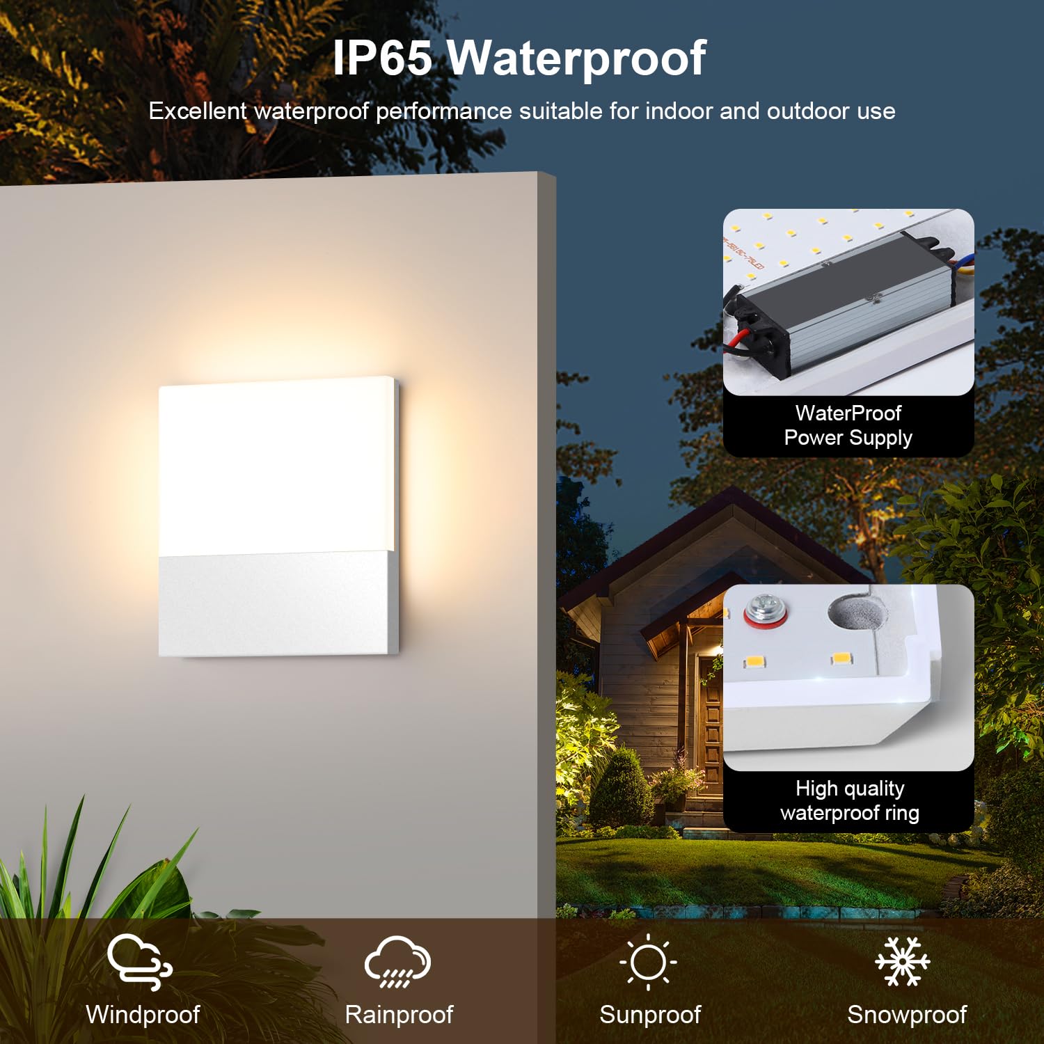 Kingwen 2 Pezzi Applique da Parete Interno Moderno 15W Aapplique da Esterno 3000K Bianco Caldo Applique da Parete IP65 Impermeabile
