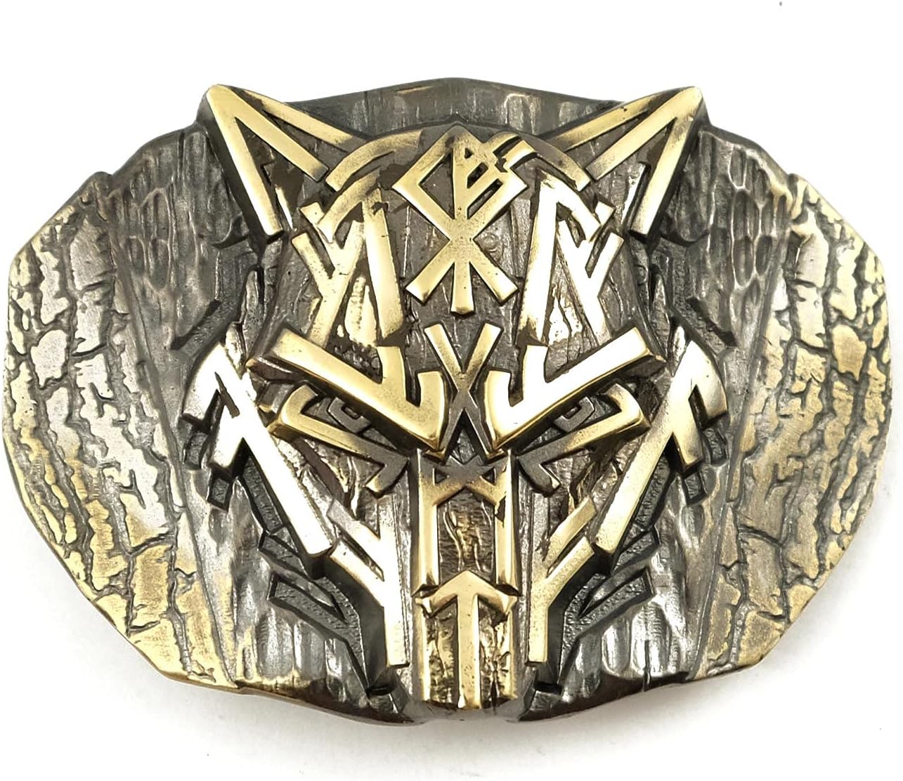 Runic Wolf Belt buckle, Scandinavian Old Norse Celtic wild animal werewolf Viking Fenrir mythology solid brass belt buckle for casual belt