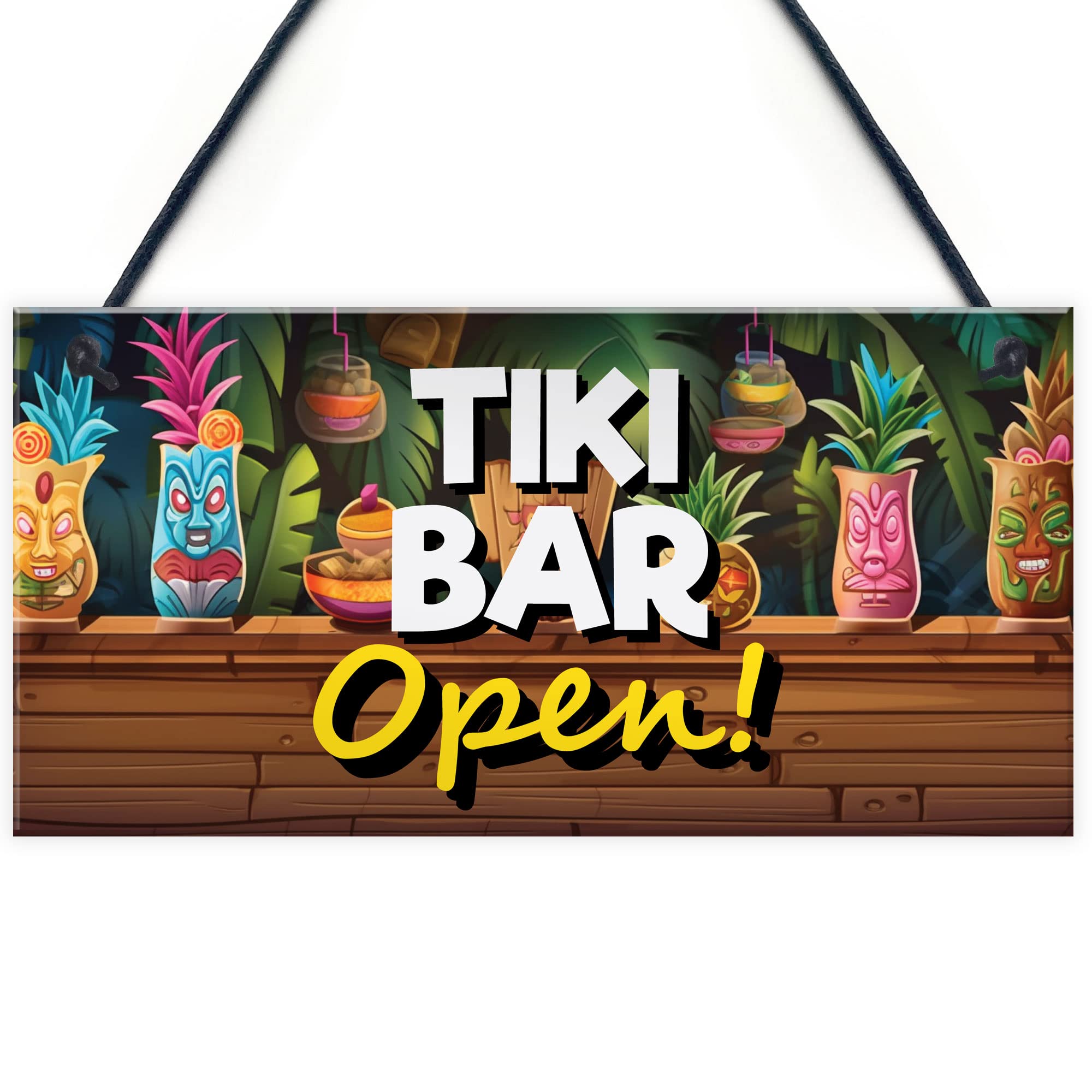 RED OCEAN Tiki Bar OPEN Hanging Garden Bar Pub Plaque Beer Cocktails Beach Decoration Sign Friendship Gift