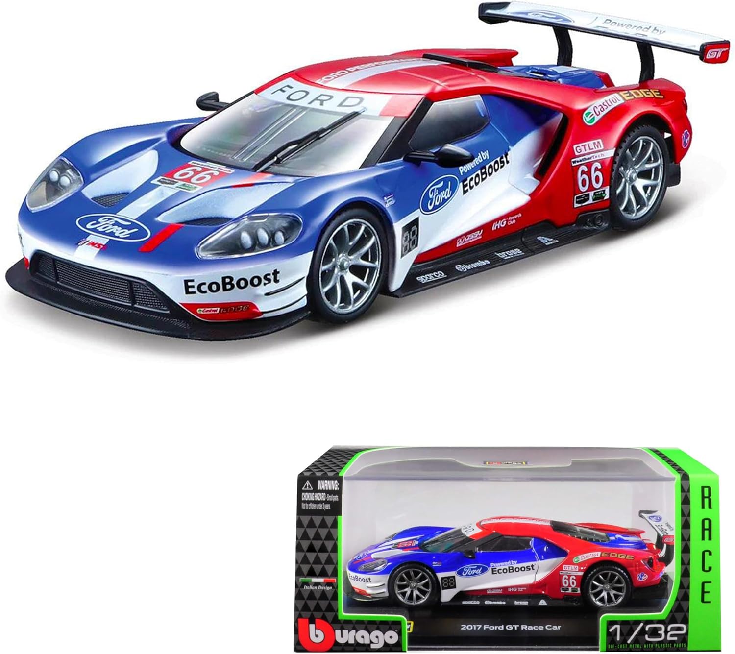 Ford GT Race Car Racing #66 24hrs of Le Mans Title Diecast 1/32 Collection