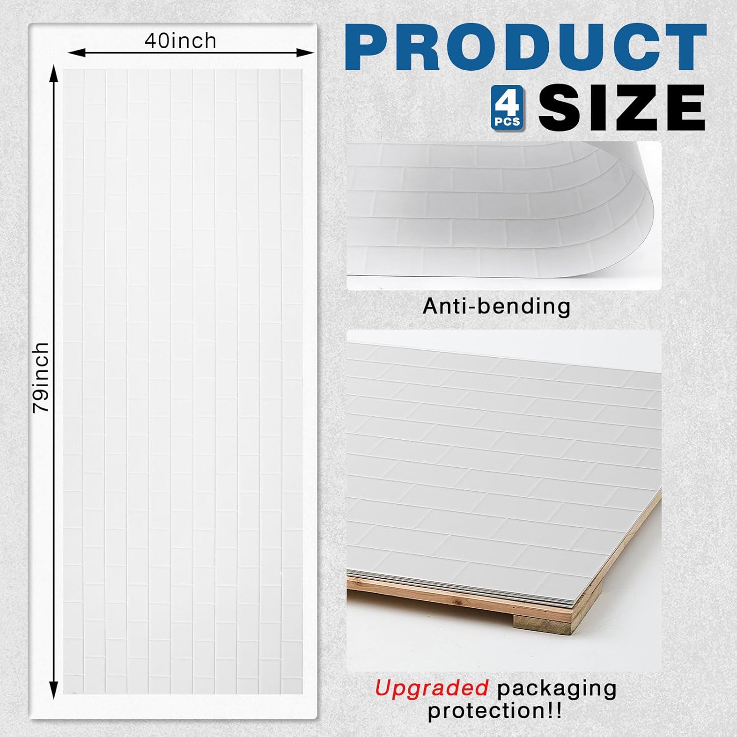4 pcs 79in x 39in waterproof vinyl shower surround kit shower wall panels with accessories in solid surface for subway tub corner trimmable upgraded protection(classic)
