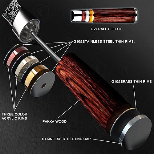 Miniatura 5 de FANTECK Cuchillo de pan, cuchillo de cocina dentado de 8 pulgadas, VG10 Damascus Pro de acero inoxidable de alto carbono de 67 capas para pan