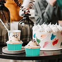 Vista 6 de Moldes para Cupcakes con Tapas de Cúpula Paquete de 100, LNYZQUS Mini Moldes de Aluminio de 5oz para Hornear Tazas para Muffins, Ramekins Azul Cian