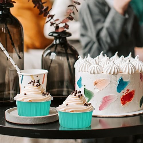 Miniatura 6 de Moldes para Cupcakes con Tapas de Cúpula Paquete de 100, LNYZQUS Mini Moldes de Aluminio de 5oz para Hornear Tazas para Muffins, Ramekins