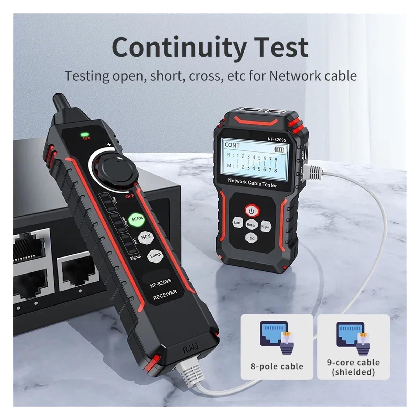 Netzwerkkabeltester, Netzwerkkabeltester, Cat5 Cat6-Verfolgung, PoE, Längenerkennung, Durchgangstest Mit NCV Und Lampe,für Netzwerkkabel