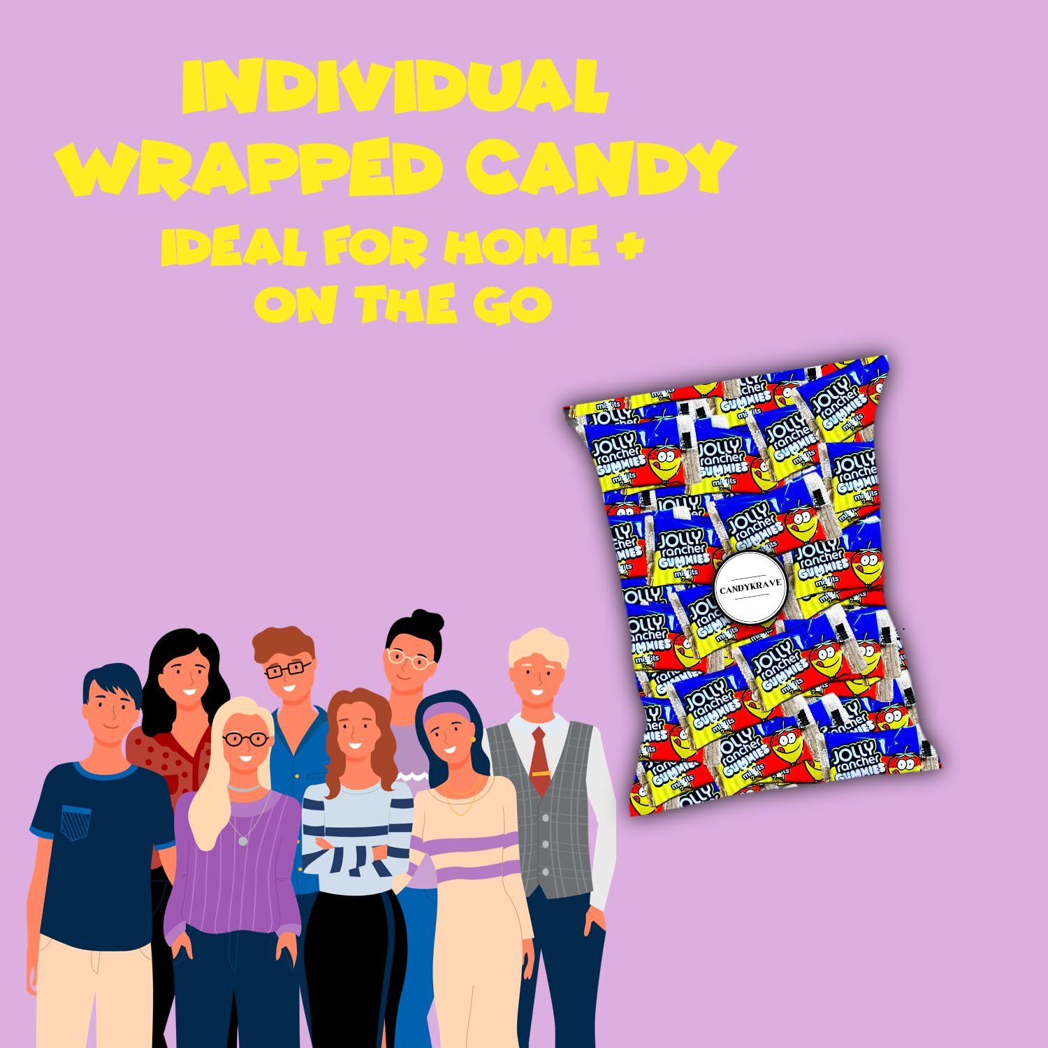 CandyKrave Jolly Ranchers Misfits - 2 Flavors in 1 Gummies - Snack Size Bag Individually Wrapped 2 Flavor Sour Jolly Ranchers Candy Gummy Bears Bulk - 2 pounds